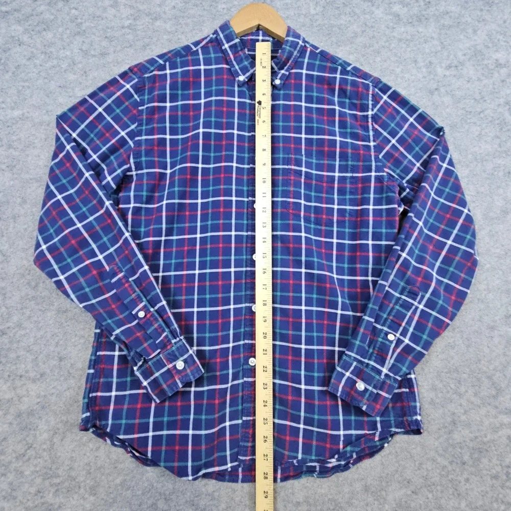 J Crew Oxford Shirt Mens Size M‎ Button Down Blue With Multicolor Windowpane